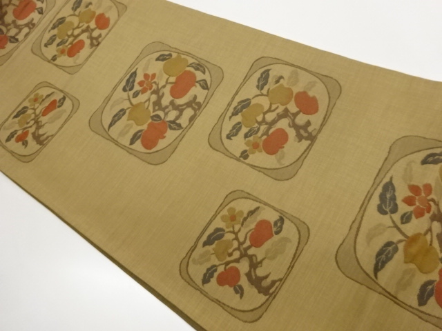 JAPANESE KIMONO / FUKURO OBI: A STYLISH OBI / WOVEN BRANCH / LEAF / FL